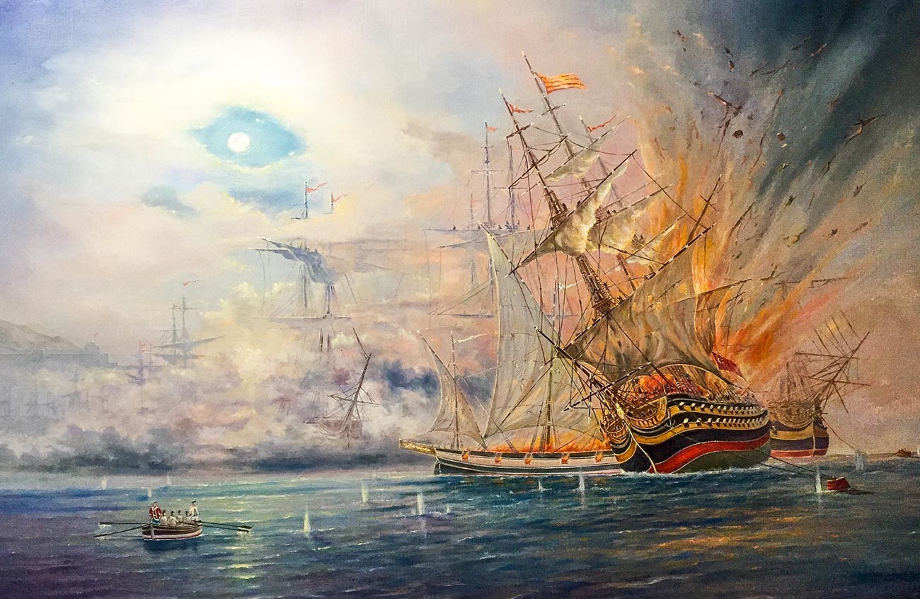 „Schlacht von Chesme im Jahr 1770“.