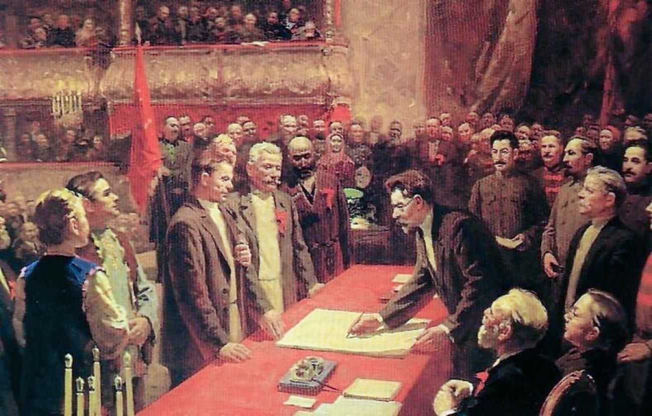Signing of the treaty on the formation of the USSR on December 30, 1922.