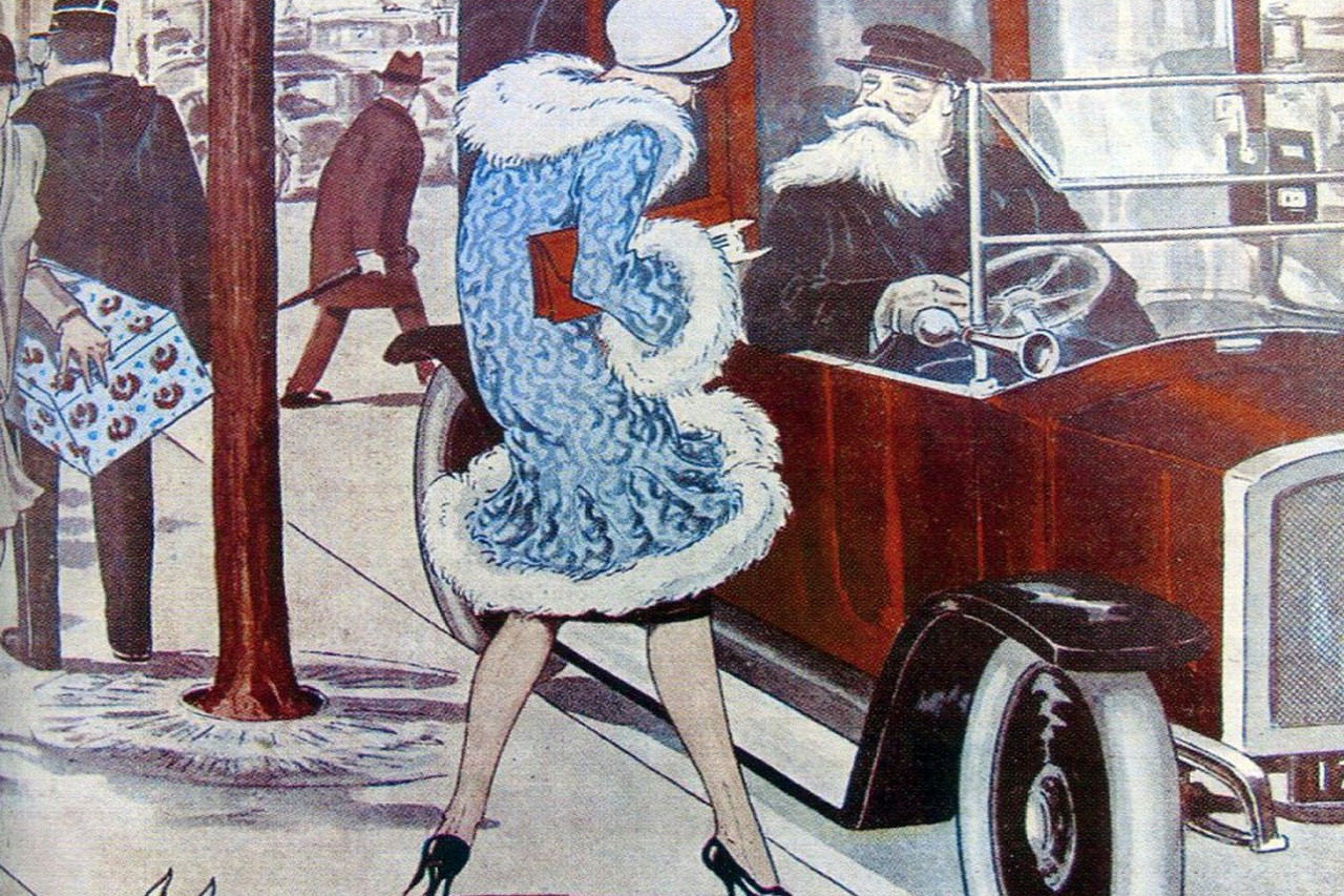 Caricature d'un chauffeur de taxi russe