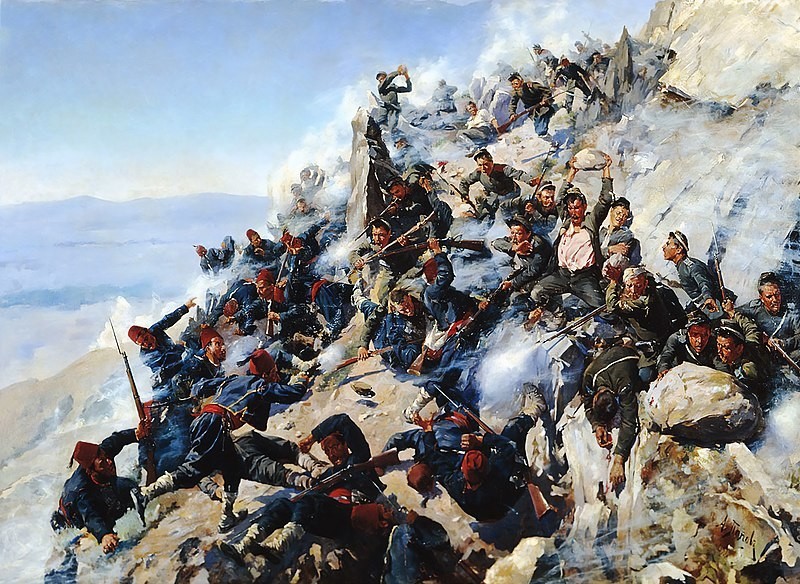 Pertempuran Rute Shipka pada Agustus 1877.