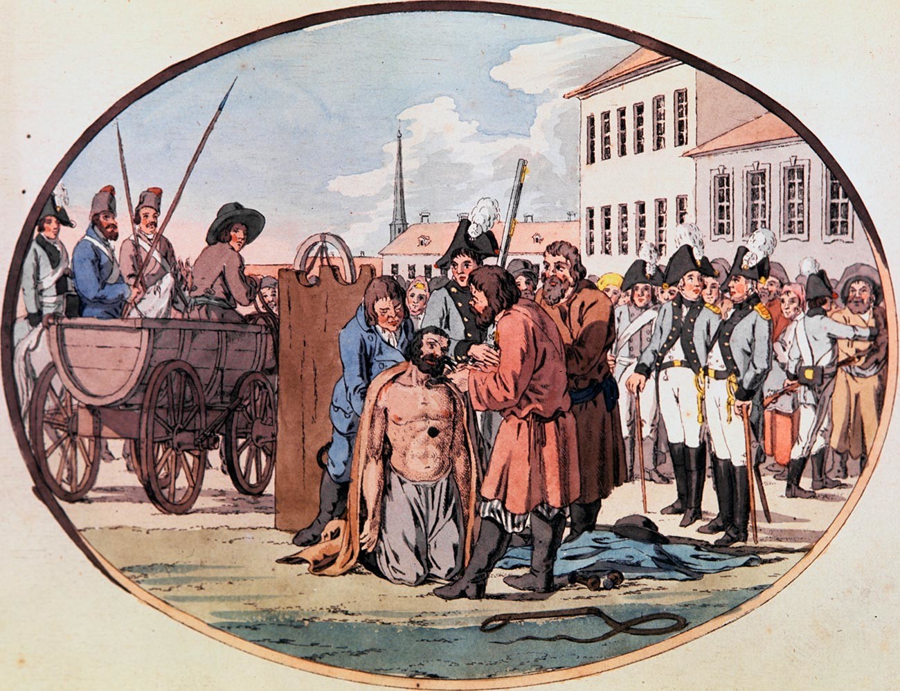 Hukuman menarik lubang hidung di Rusia, akhir abad ke-18.