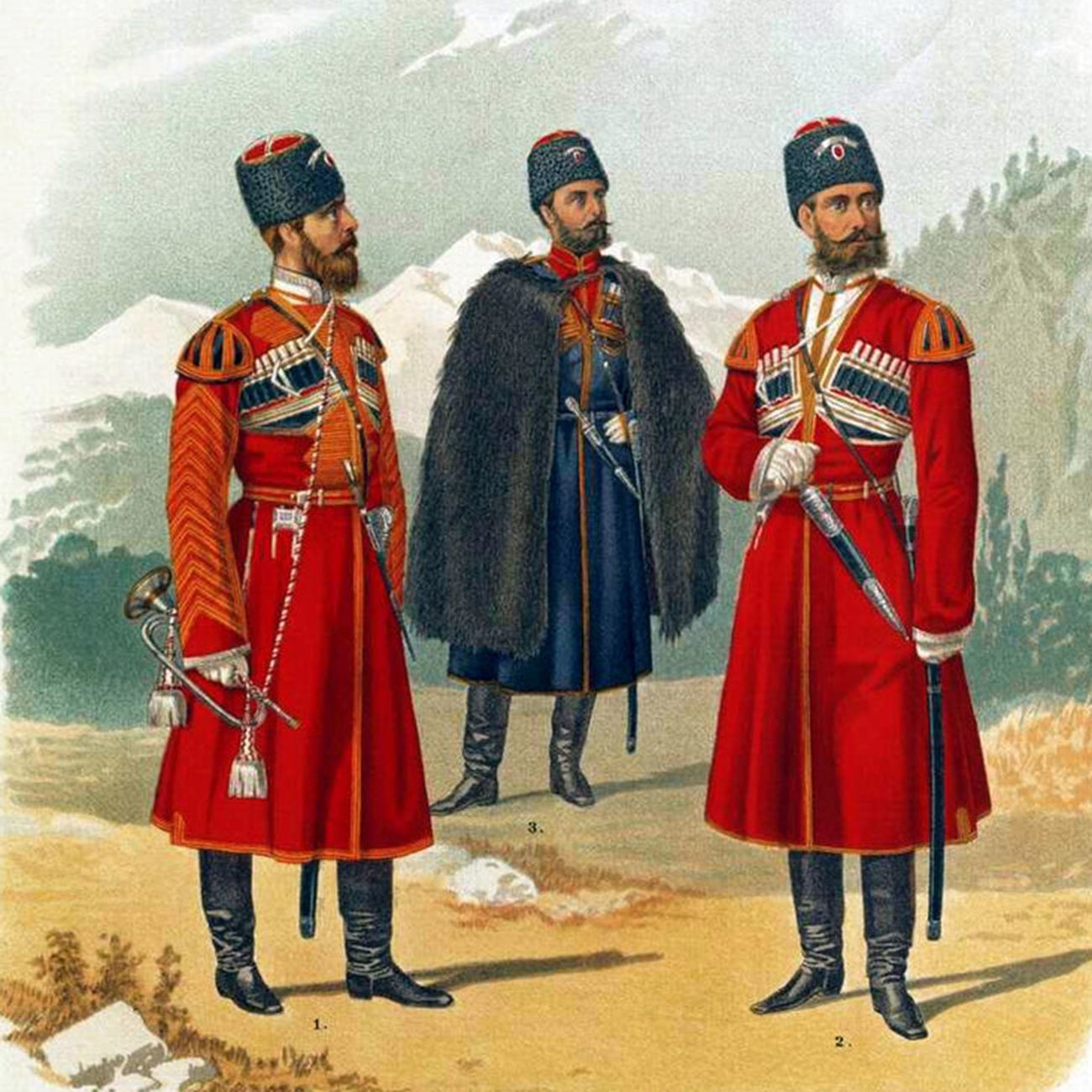 皇帝を守るために編成されたコサック連隊の衣装