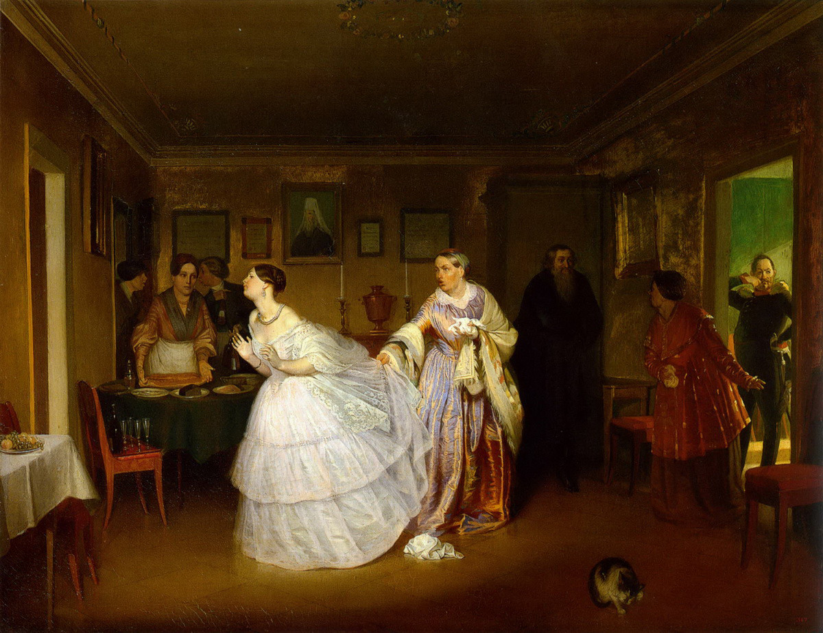 “Le nozze combinate del maggiore” (1848), dipinto di Pavel Fedotov (1815-1852)
