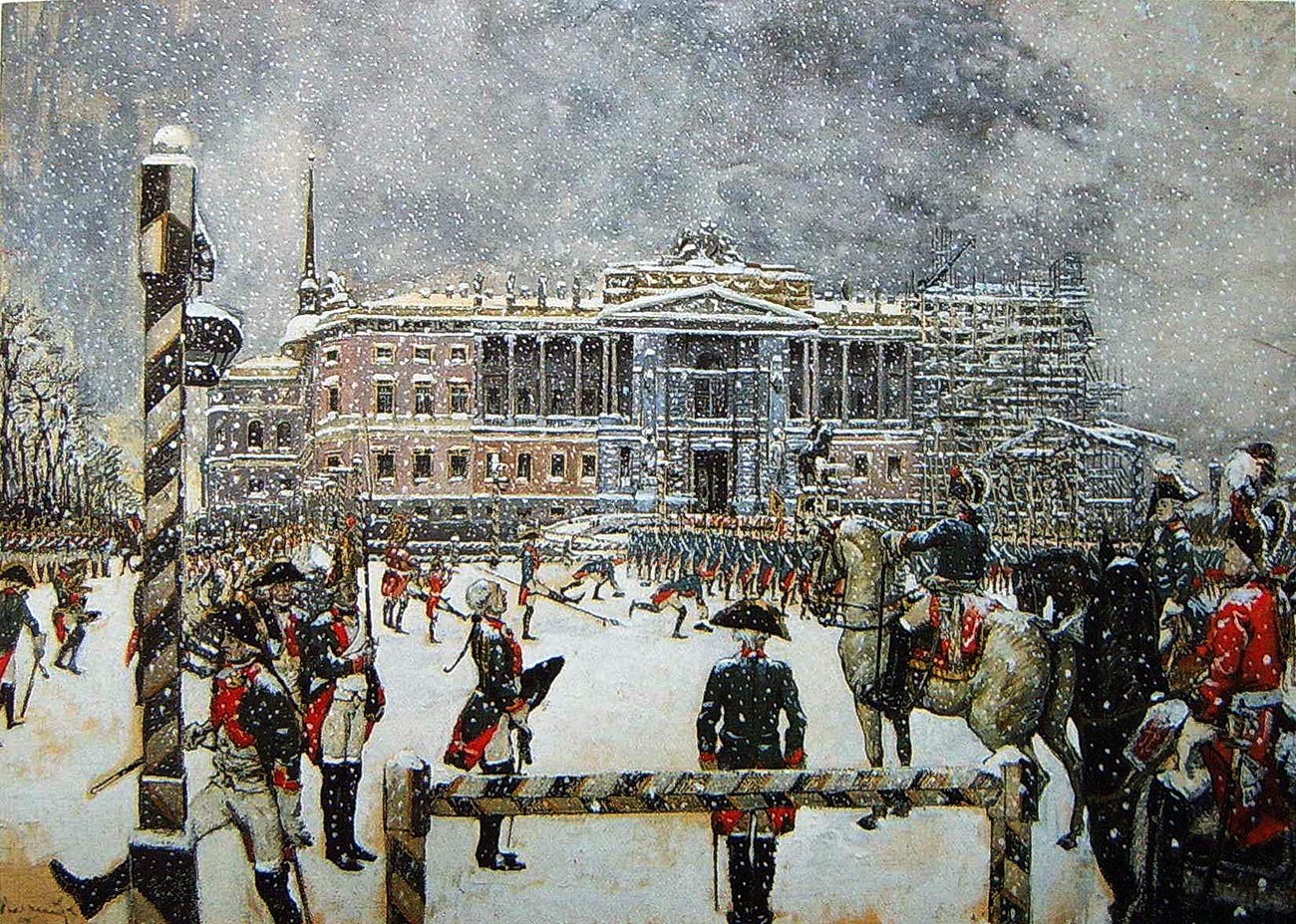'Parade pada masa pemerintahan Pavel I dari Rusia' karya Alexander Benois.