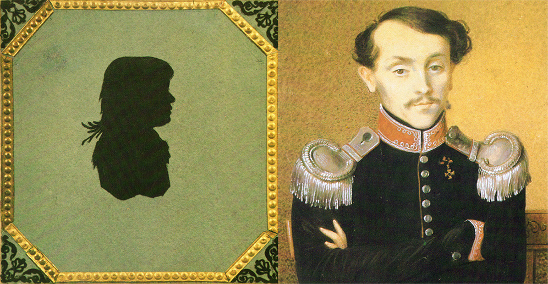 Silhouette de Maria Volkonskaïa, seule représentation retrouvée de la mère de Tolstoï, et Nikolaï Tolstoï