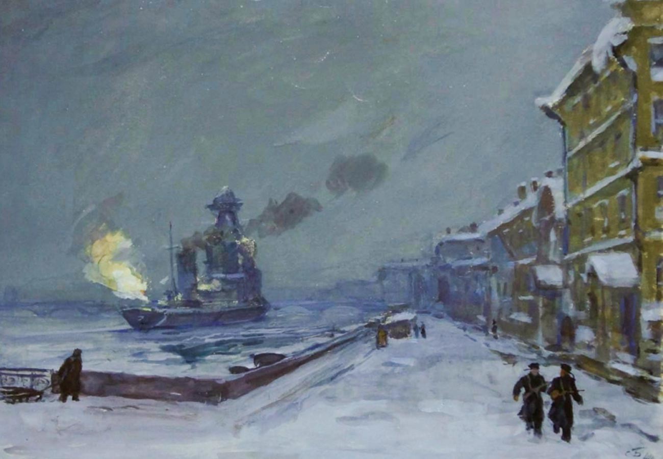 El crucero Kírov disparando.