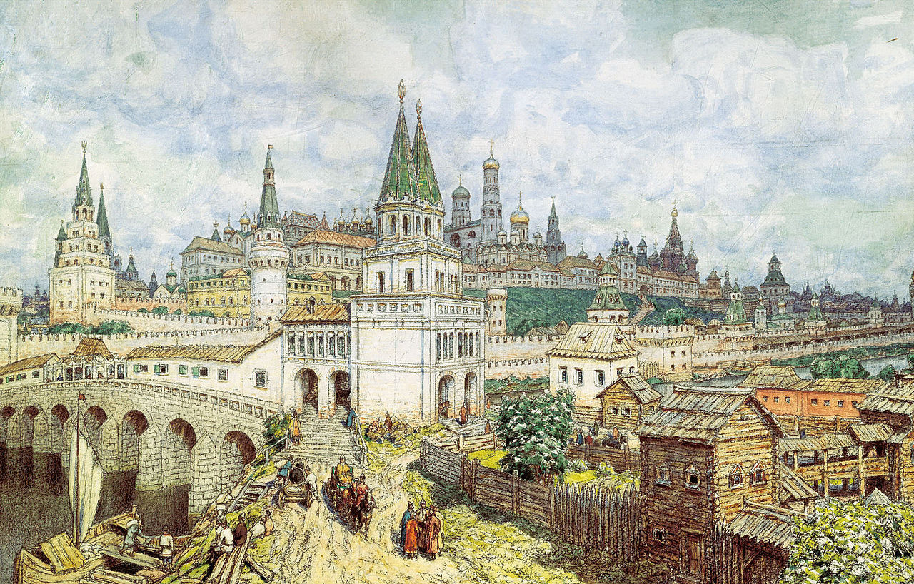 La obra de Apollinari Vasnetsov 'El apogeo del Kremlin. El puente de Todos los Santos y el Kremlin a finales del siglo XVII', 1922.