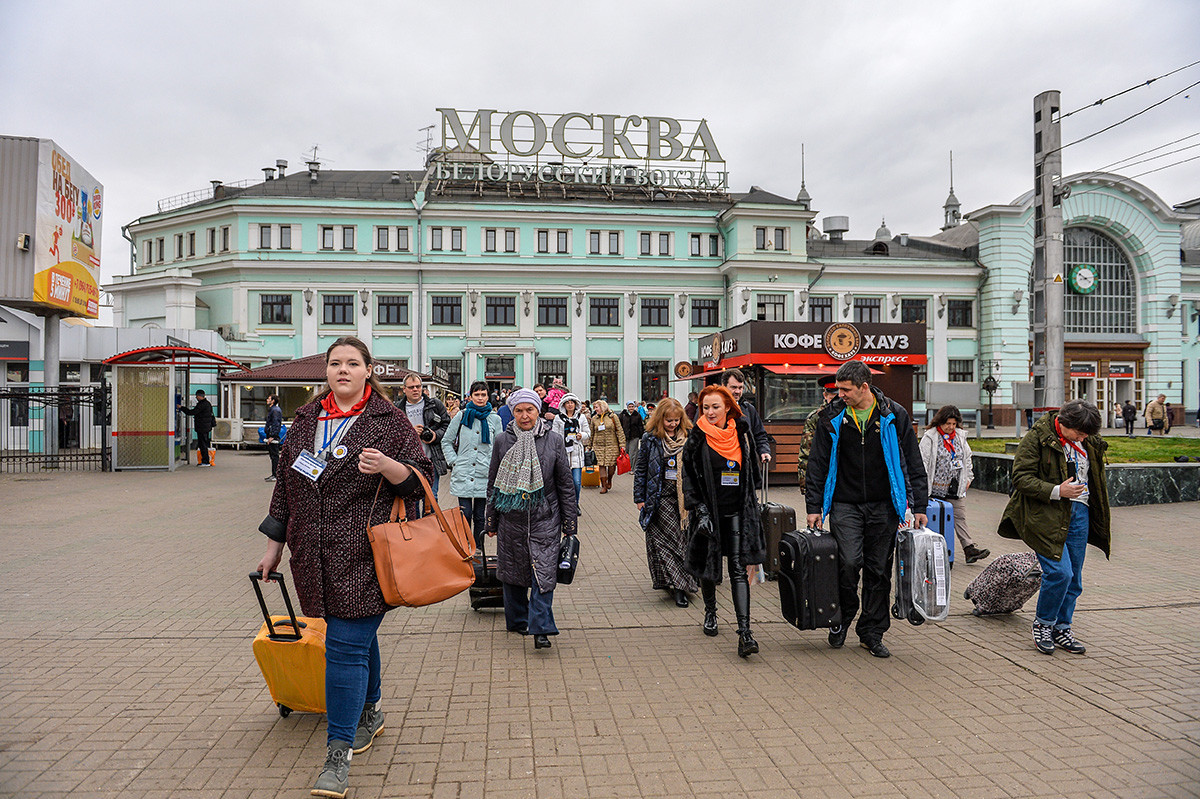 Estación de ferrocarril Belorusski en Moscú.