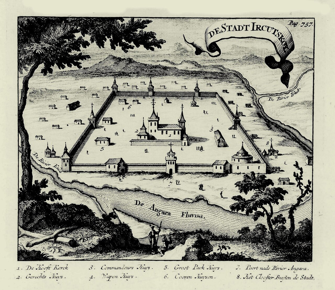 Николаас Витсен. План Иркутского кремля, 1692