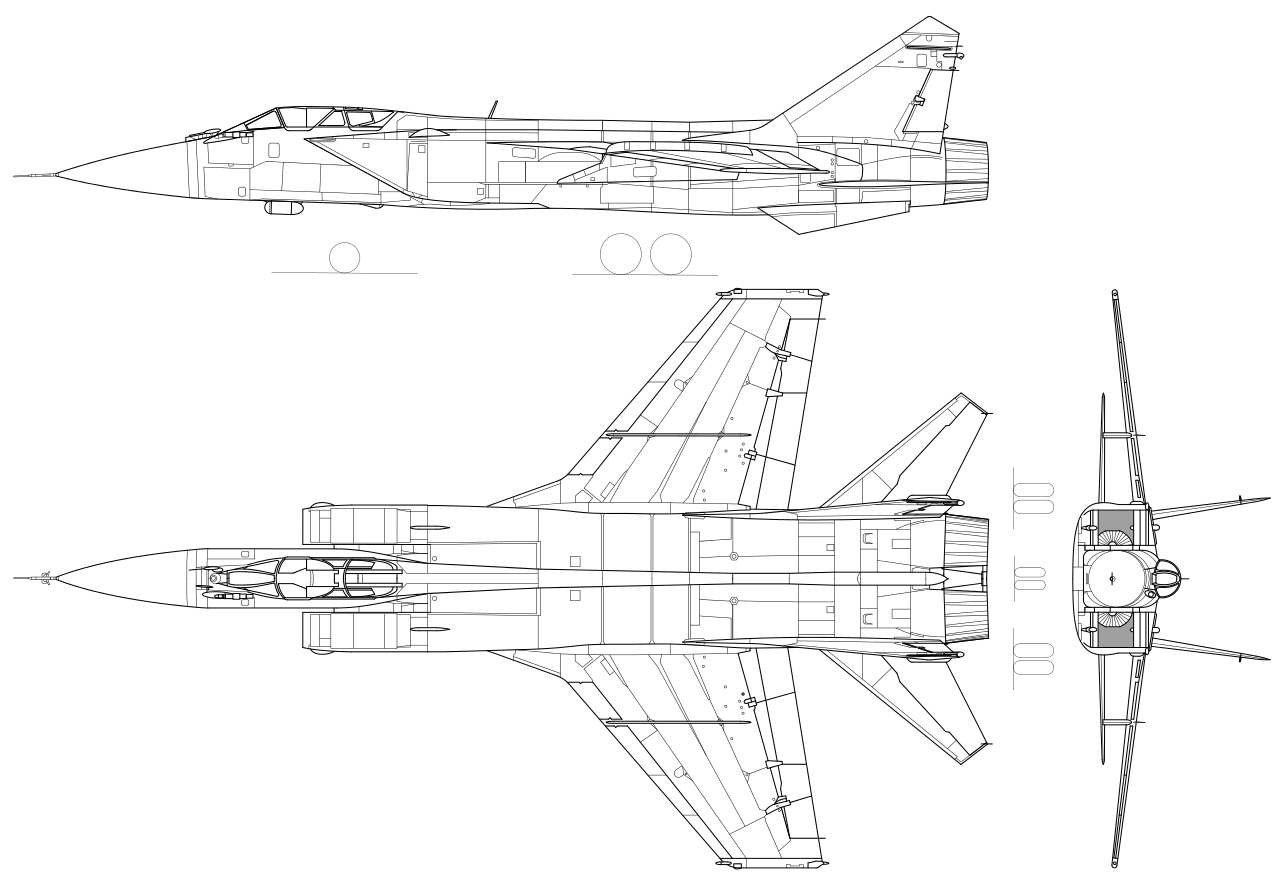 Črtna risba prestreznika MiG-31