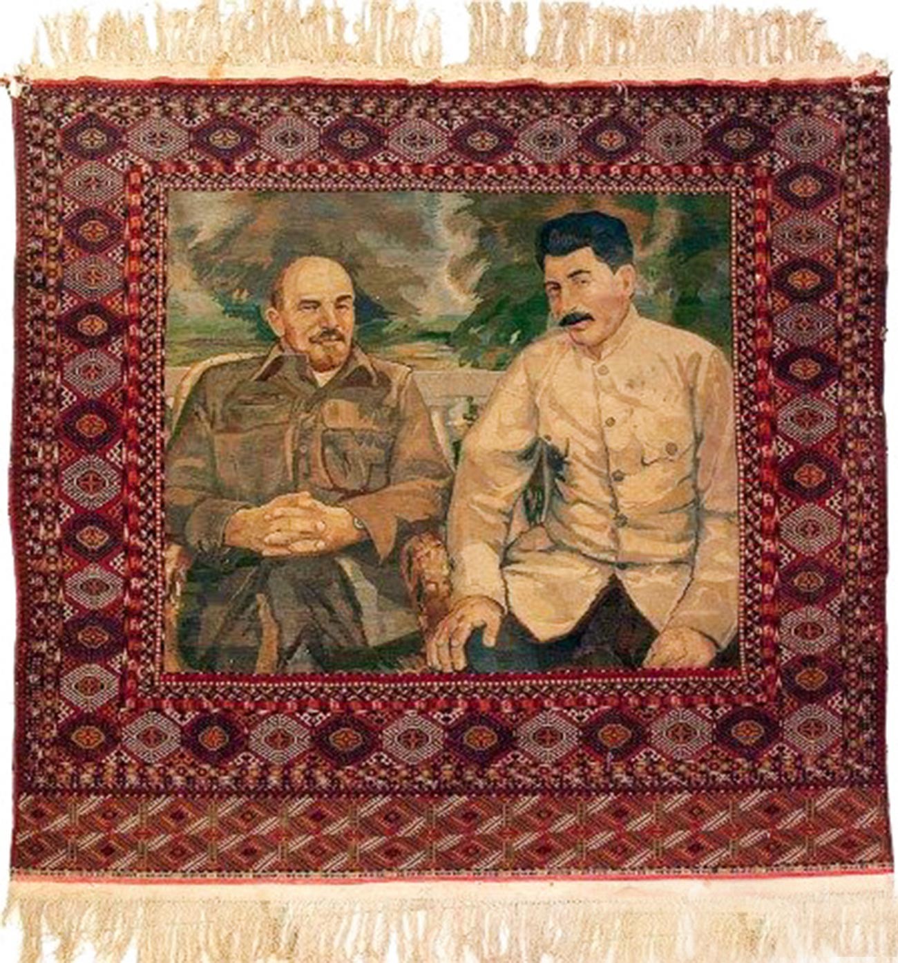 Tapis turkmène « Staline chez Lénine », 1936-1937
