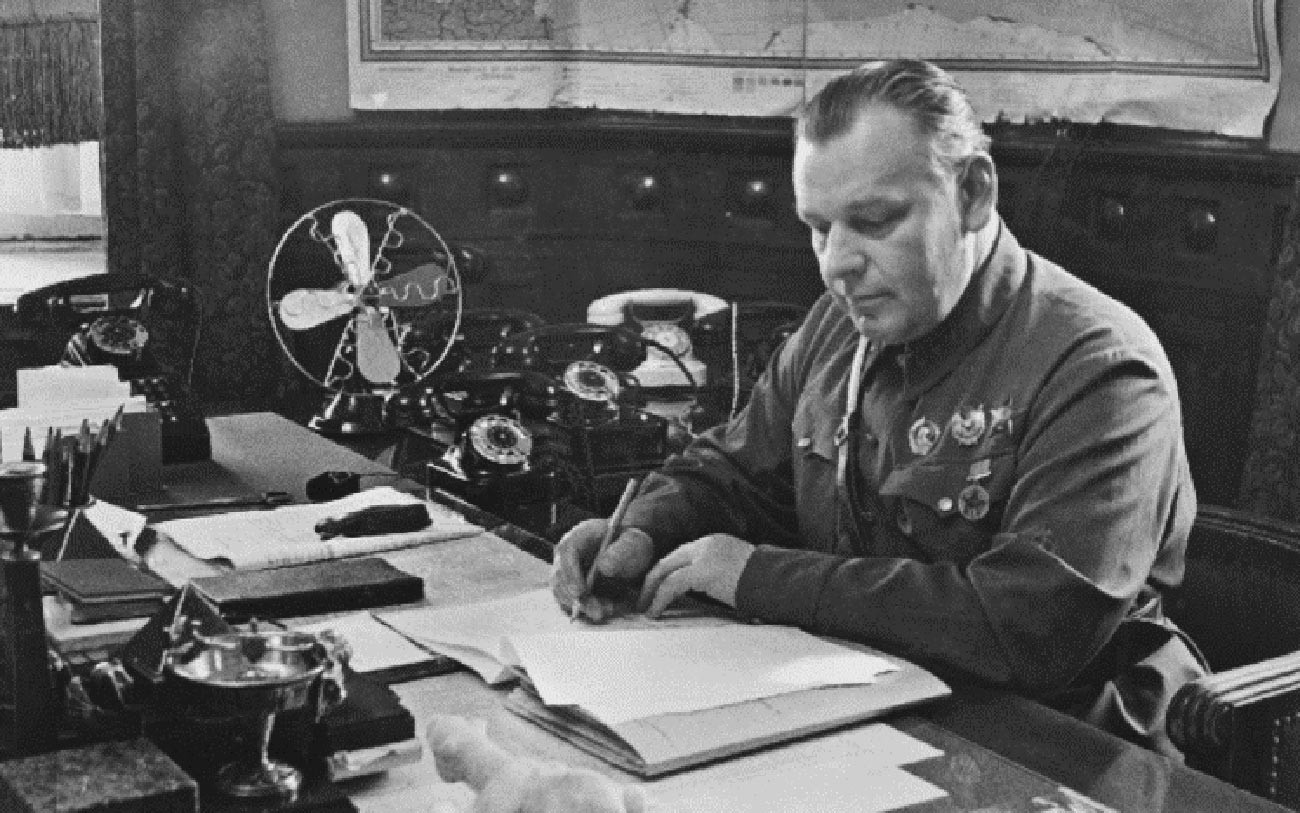 Nikolay Vlasik, the head of Stalin's security, in his study, late 1930s.