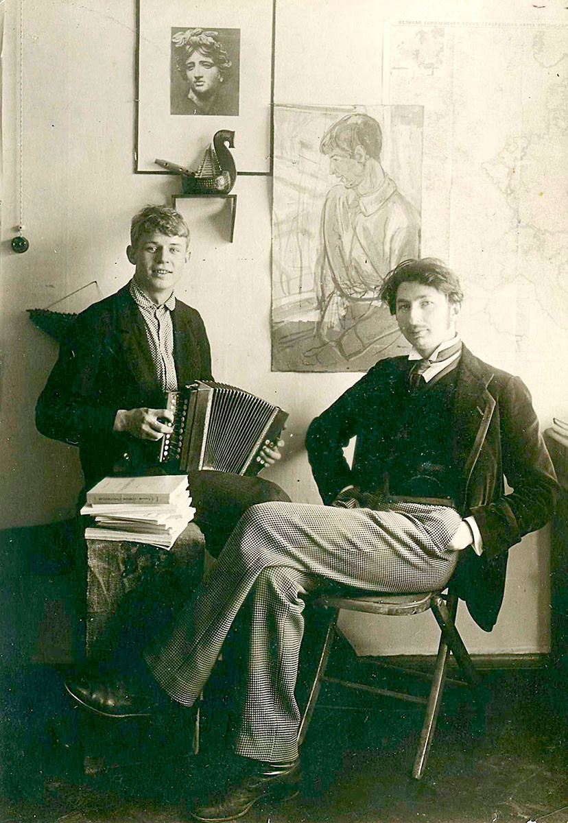 Poets Sergei Yesenin and Sergei Gorodetsky, 1916