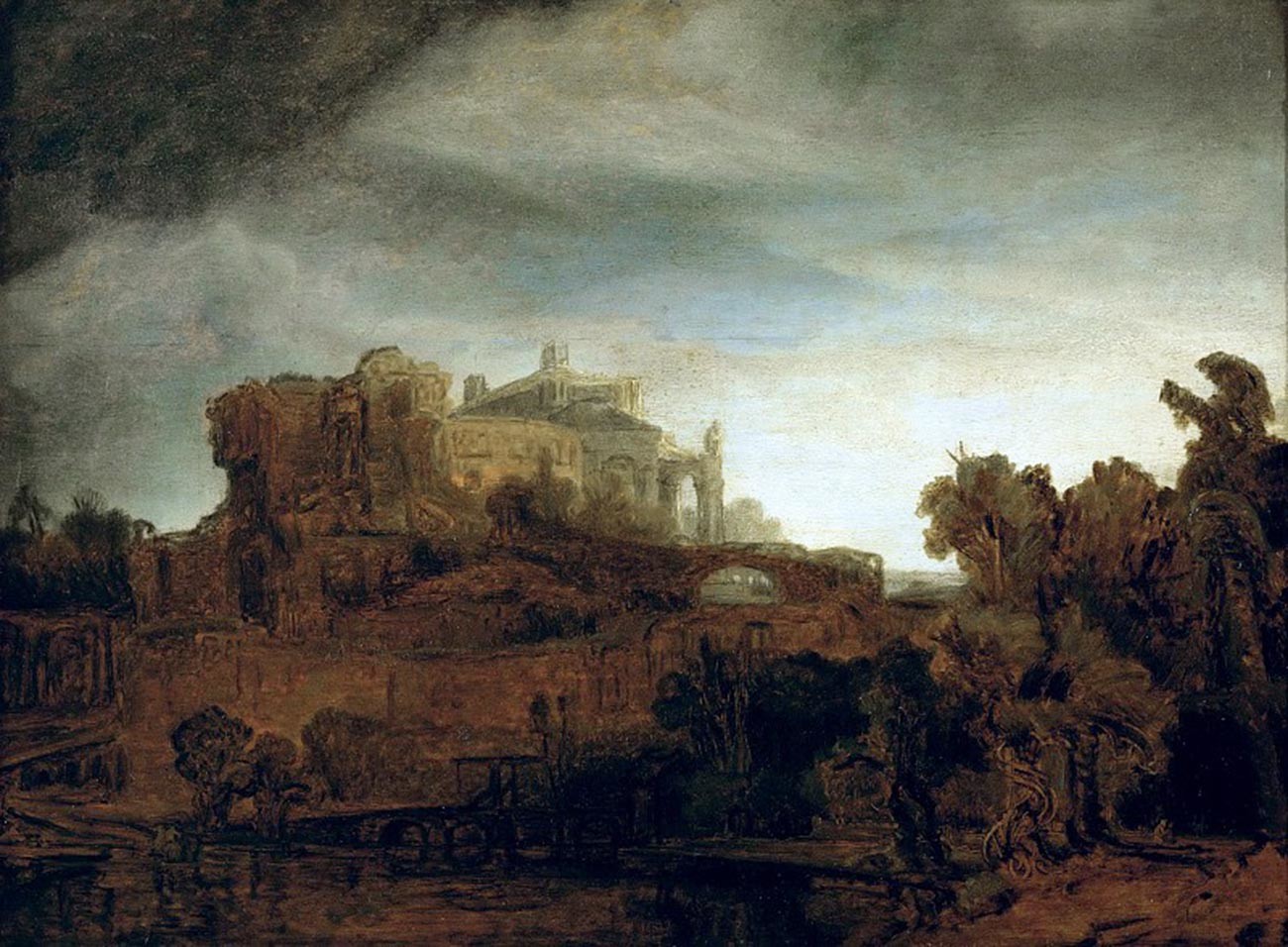 Рембрандт «Пейзаж с замком» 