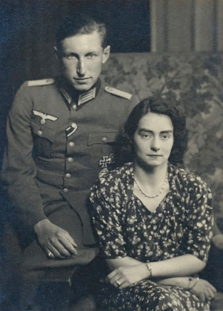 Prince Karl Franz of Prussia (wearing Nazi uniform and decorated with an Iron Cross)  and Princess Henriette von Schönaich-Carolath.