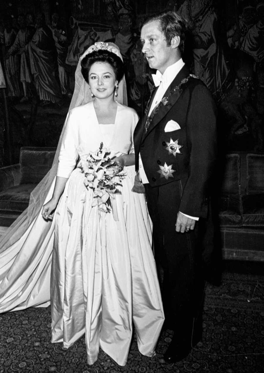 Il matrimonio di Maria Vladimirovna, figlia del granduca Vladimir Kirillovich di Russia, con il principe Francesco Guglielmo di Prussia. 22 settembre 1976, Madrid, Spagna