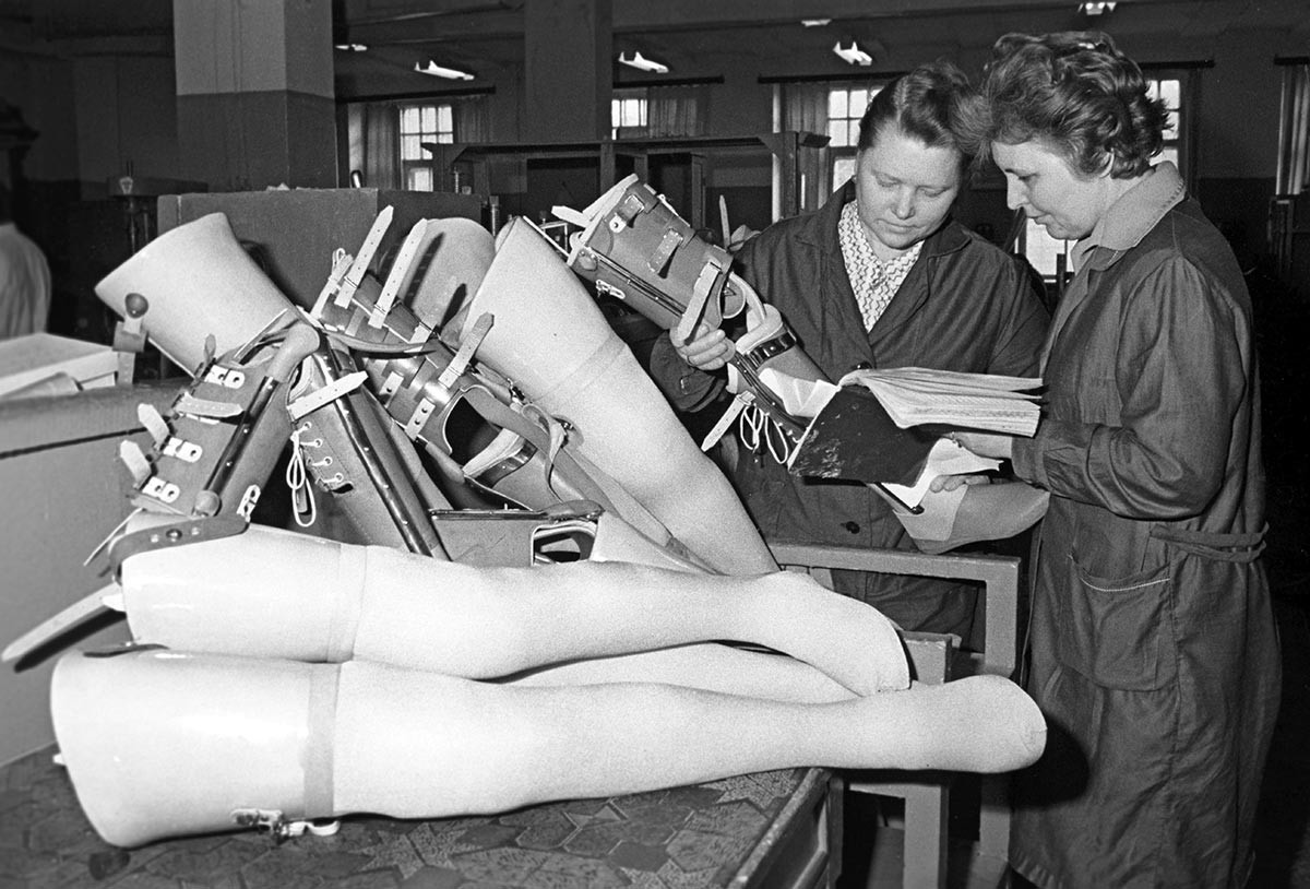 Soviet production of prosthetic legs.