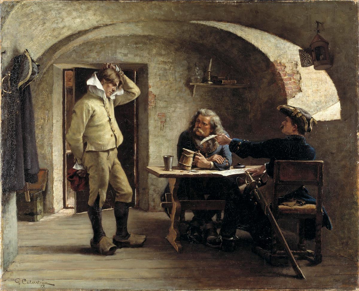  Recrutamento de sargentos. Gustaf Cederström, 1879.