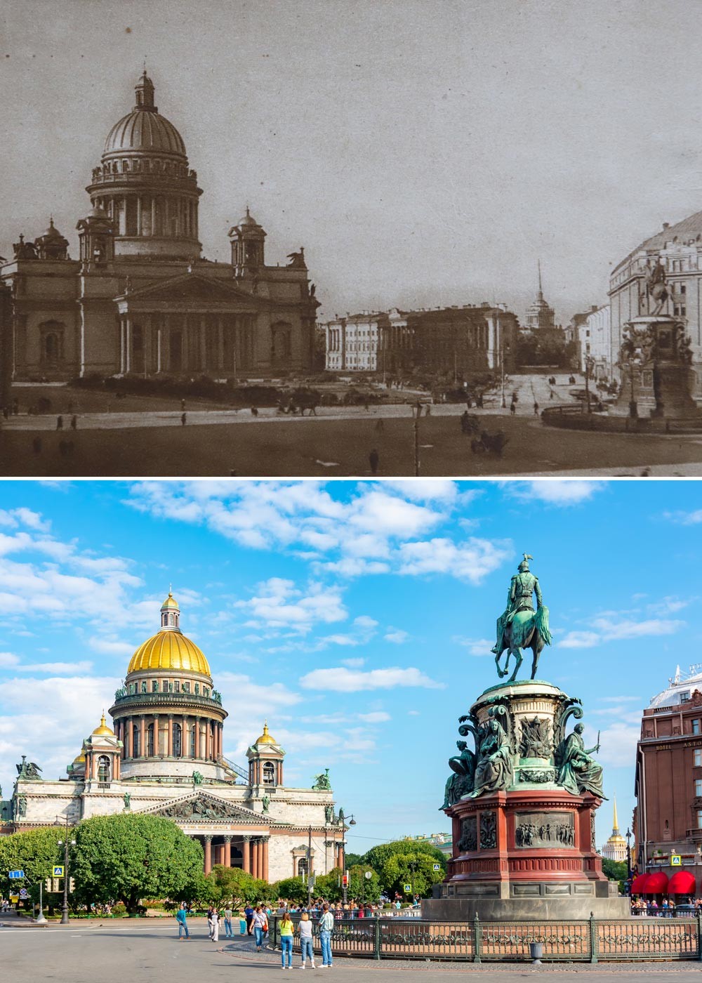 Pemandangan pada 1920-an dan 2019. 