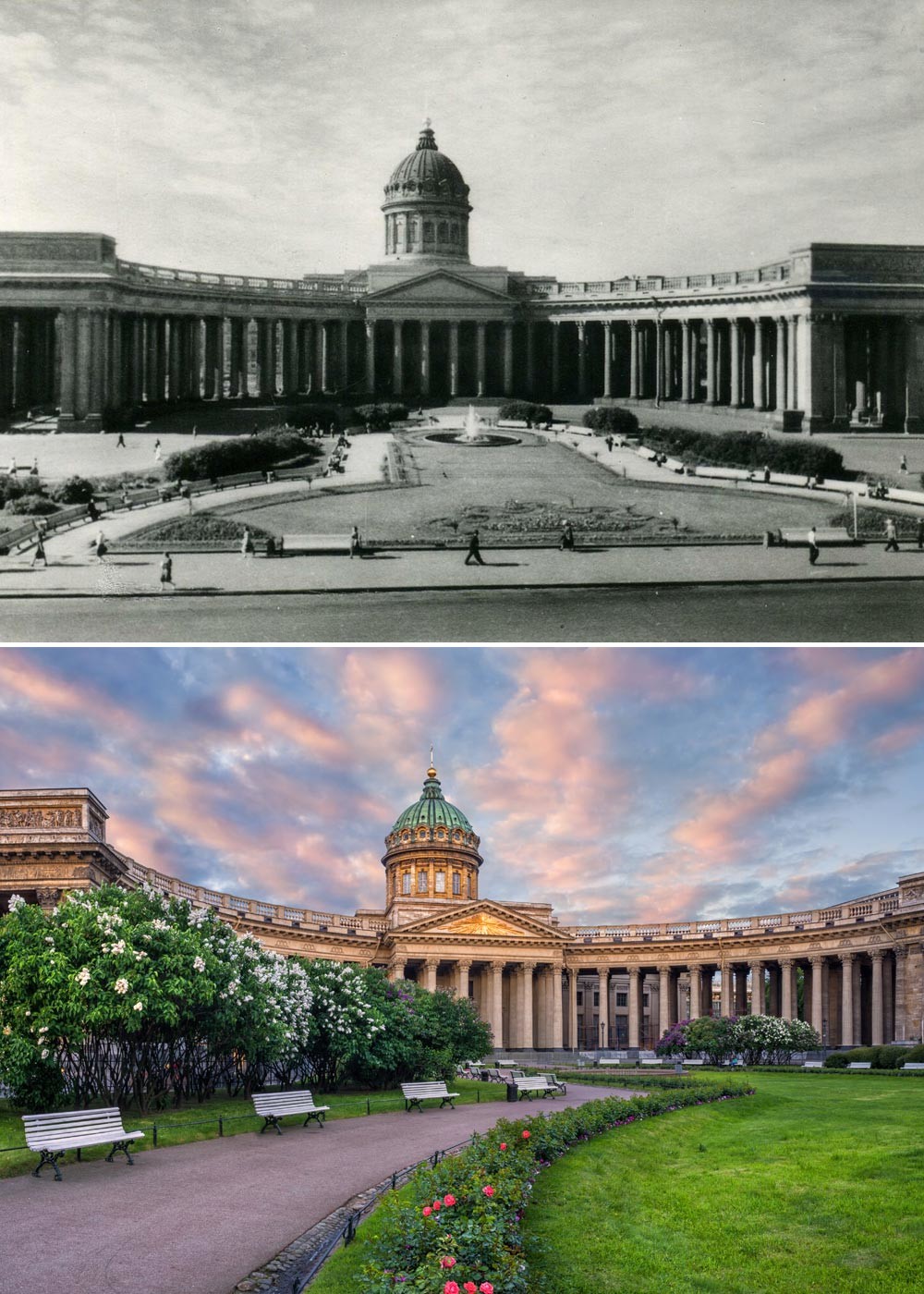 Pemandangan pada 1940-an dan 2010. 