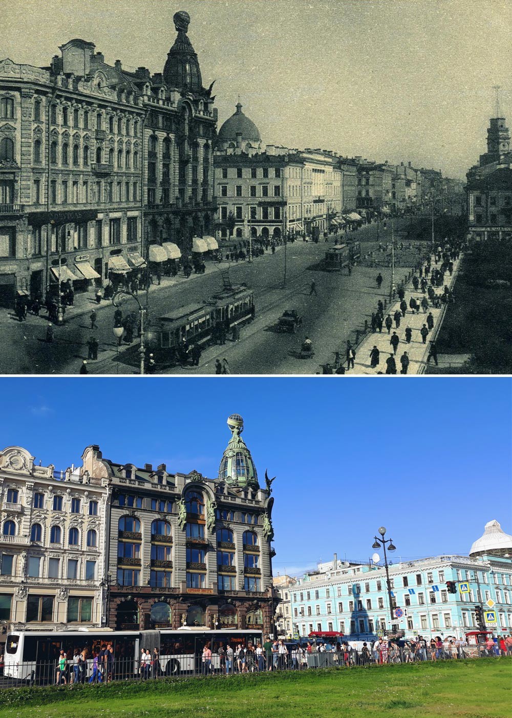 Pemandangan pada 1929 dan 2018. 