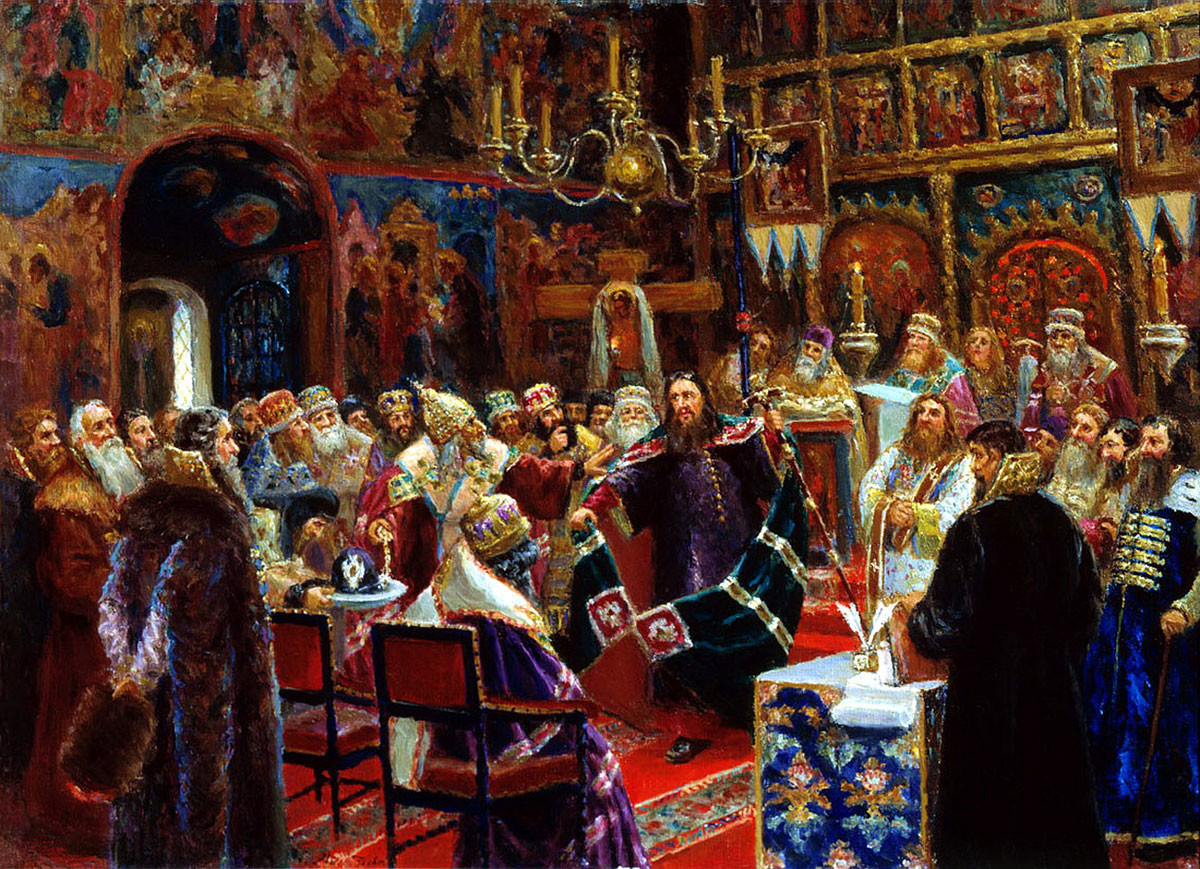 Gericht über Patriarch Nikon von Sergej Miloradowitsch, 1885