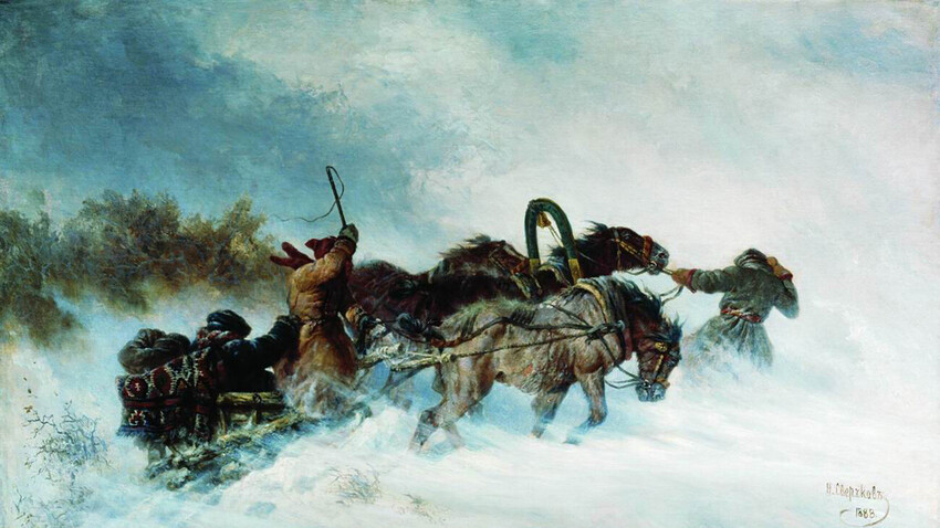 Troika no inverno. 1888