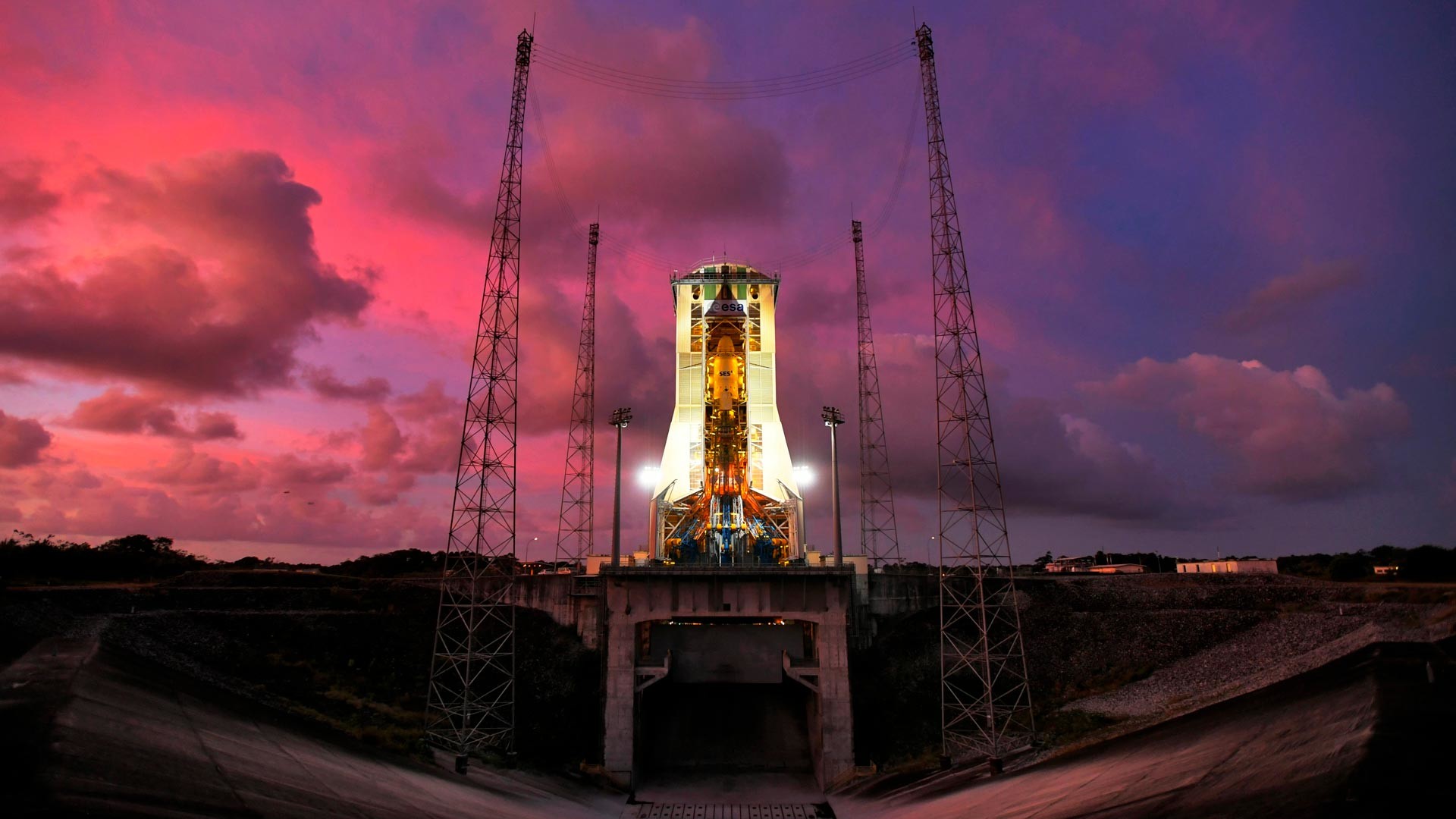 The launch pad of the Kourou cosmodrome in French Guiana.