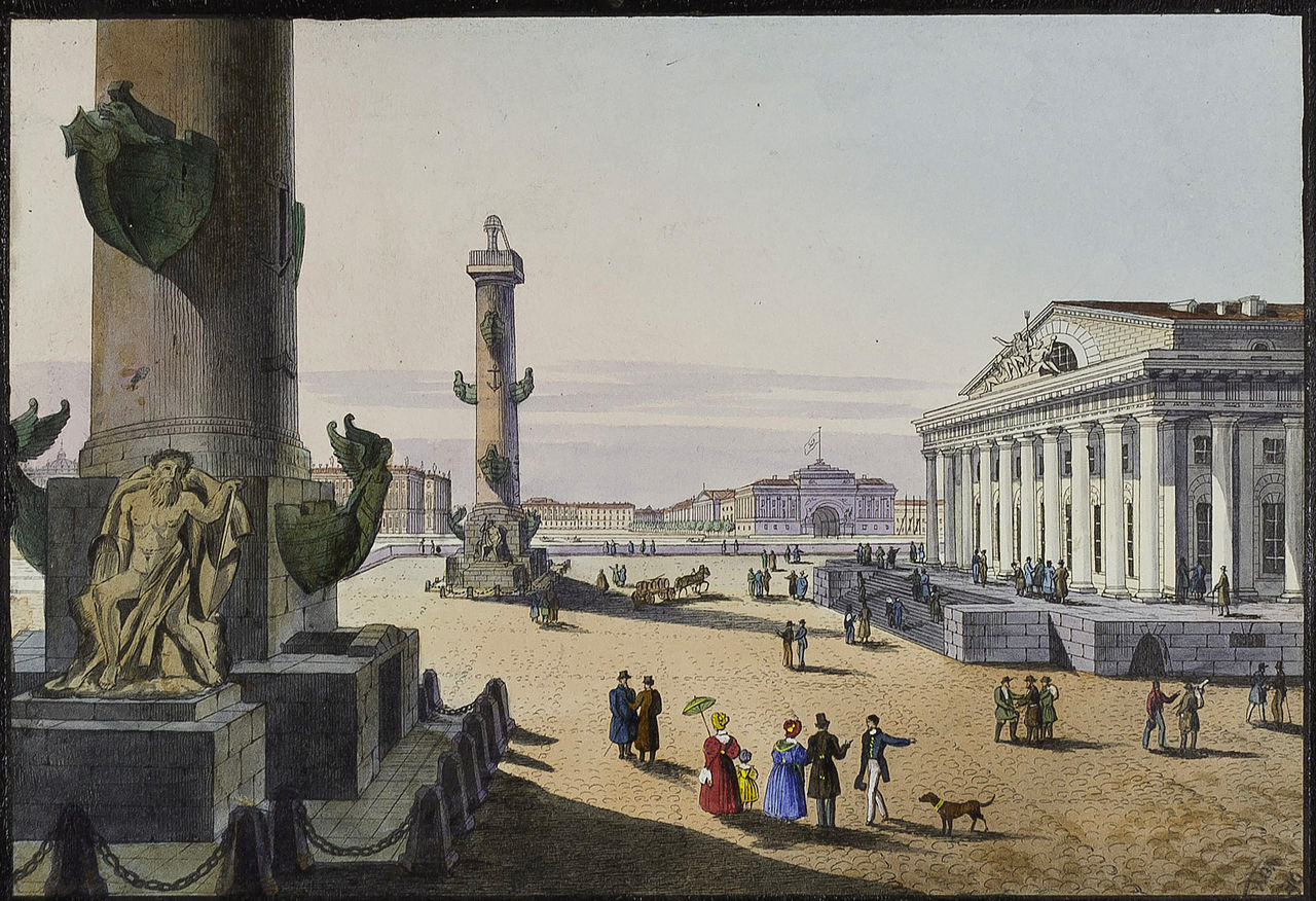 Le colonne rostrate di San Pietroburgo nel XIX secolo
