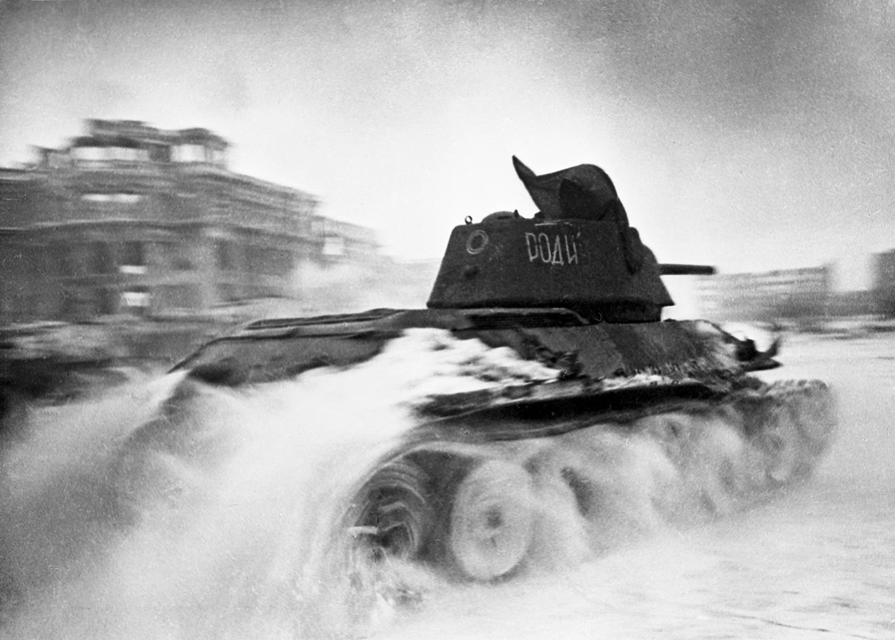 Soviet tanks in Stalingrad.