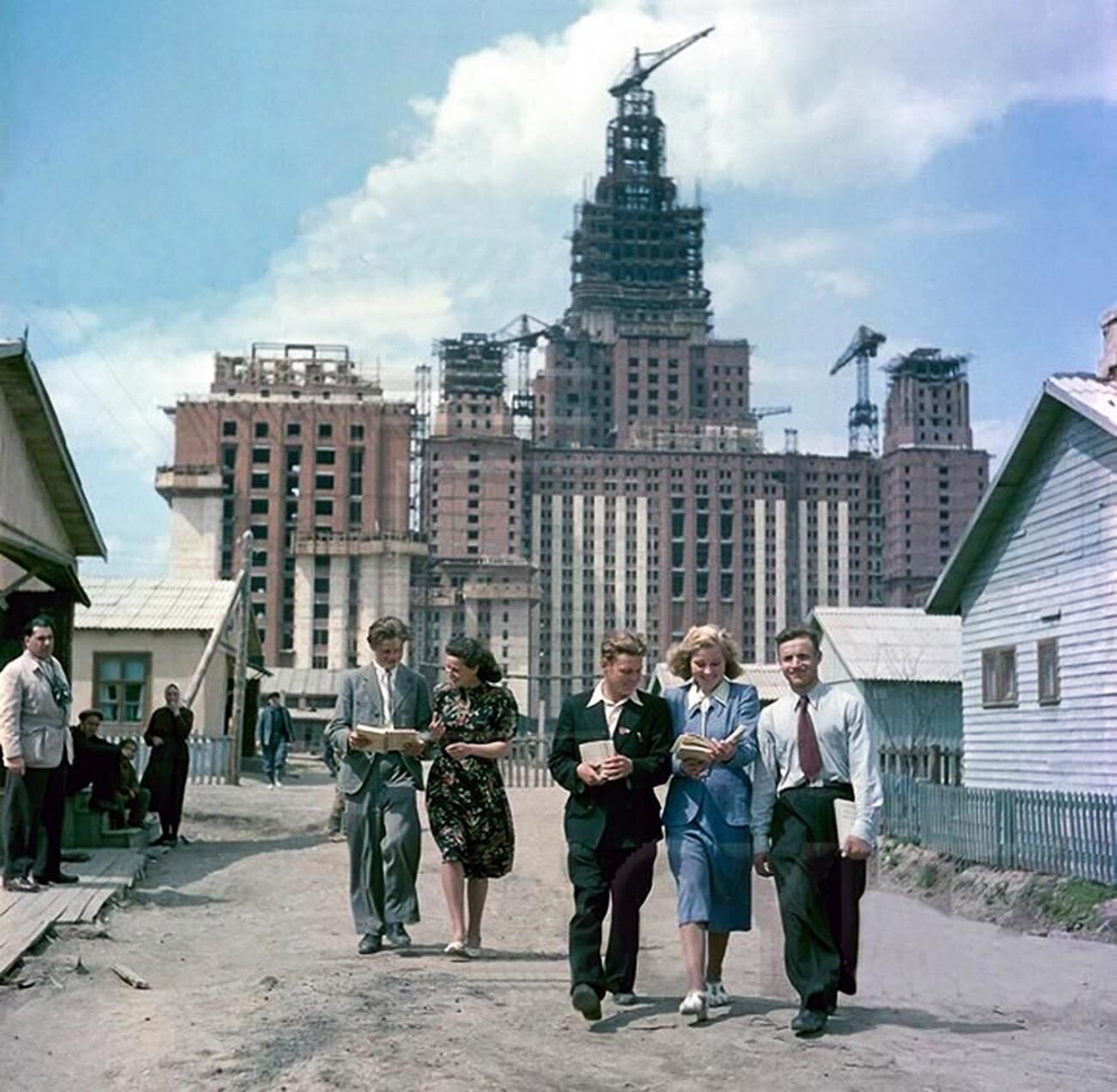 Moscow State University's main building under construction 