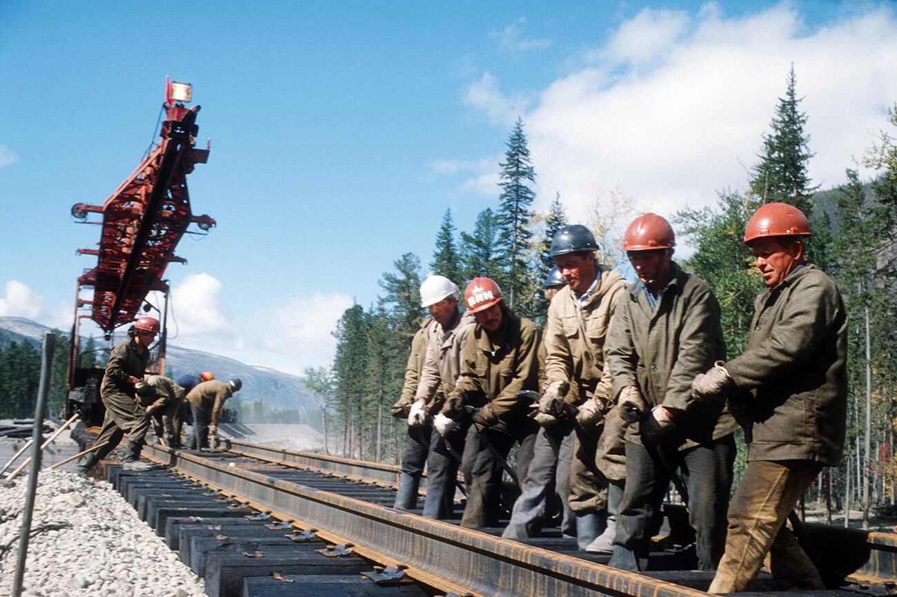The Baikal-Amur Railroad under construction