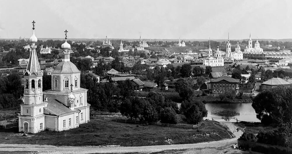 Blick auf die Stadt Kaschin, 1909.