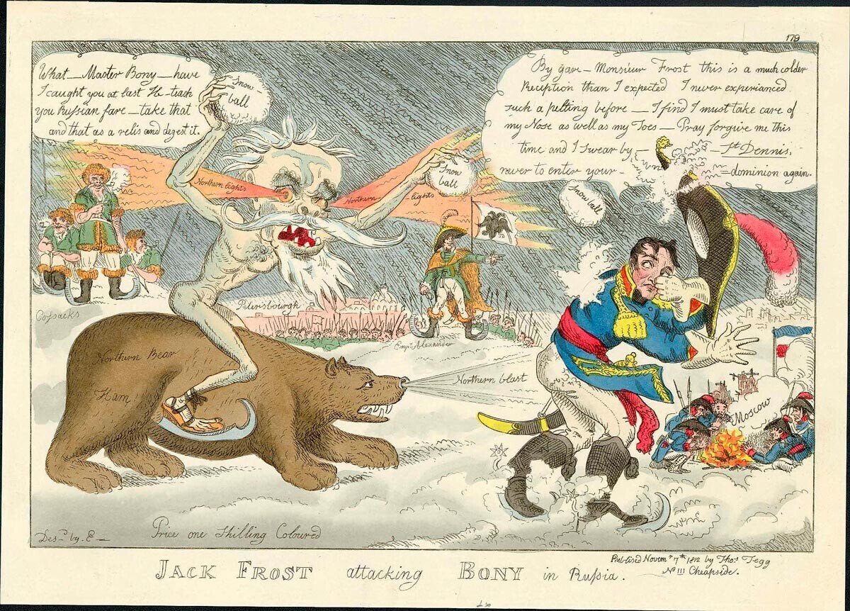 SR. INVERNO atacando BONY na Rússia, William Elmes, 1812
