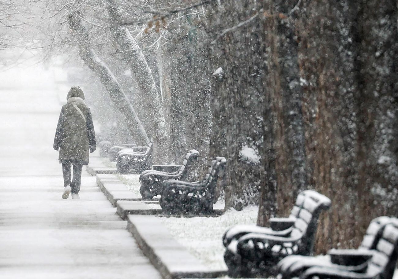 La neve su Tverskoj Boulevard a Mosca