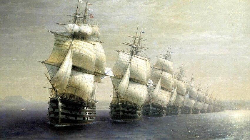 Iván Aivazovsky. Desfile de la Flota del Mar Negro.
