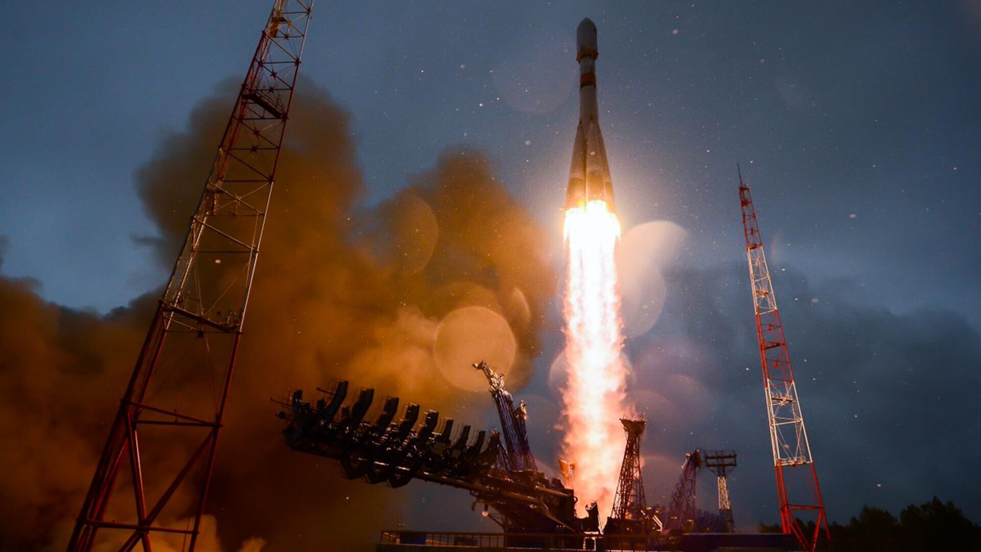 Lancement d'un Soyouz-2 avec un satellite du système GLONASS le 27 mai 2019 depuis le cosmodrome de Plessetsk, dans le nord russe