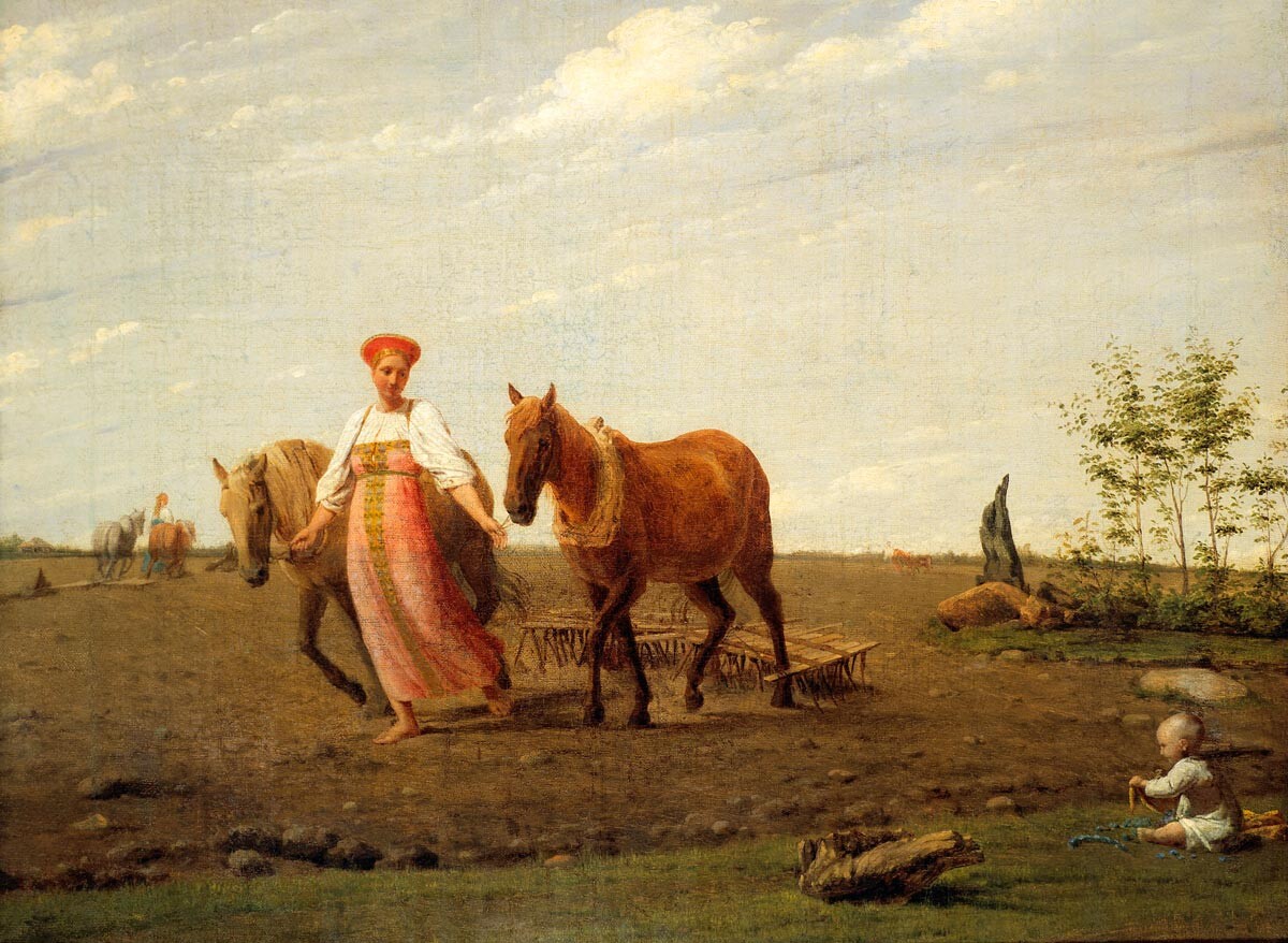 Алексей Венецианов. На пашне. Весна, 1820-е