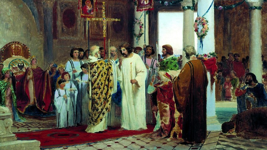 "Покръстването на киевския княз Владимир през 987" от Фьодор Андреевич Бронников, 1883