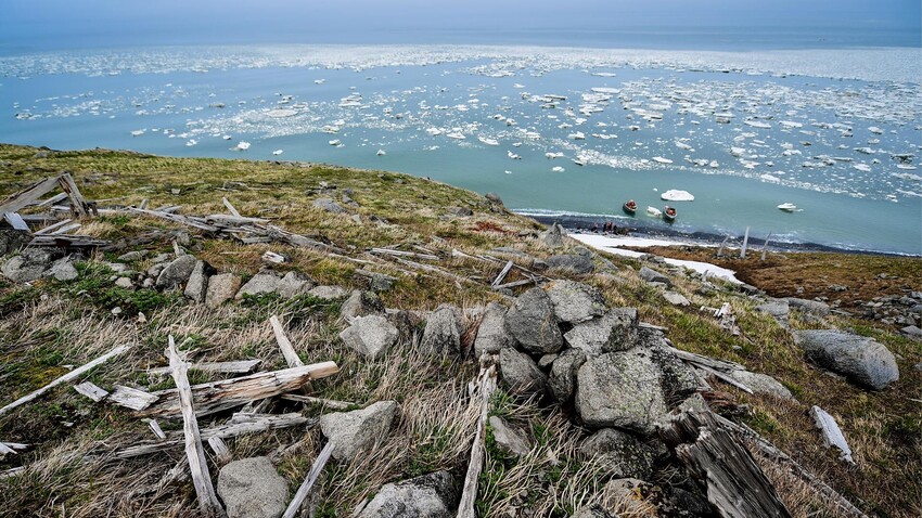 A cultural monument of federal significance - the remains of the Naukan Eskimo settlement on Cape Dezhnev. The easternmost point of Eurasia. 