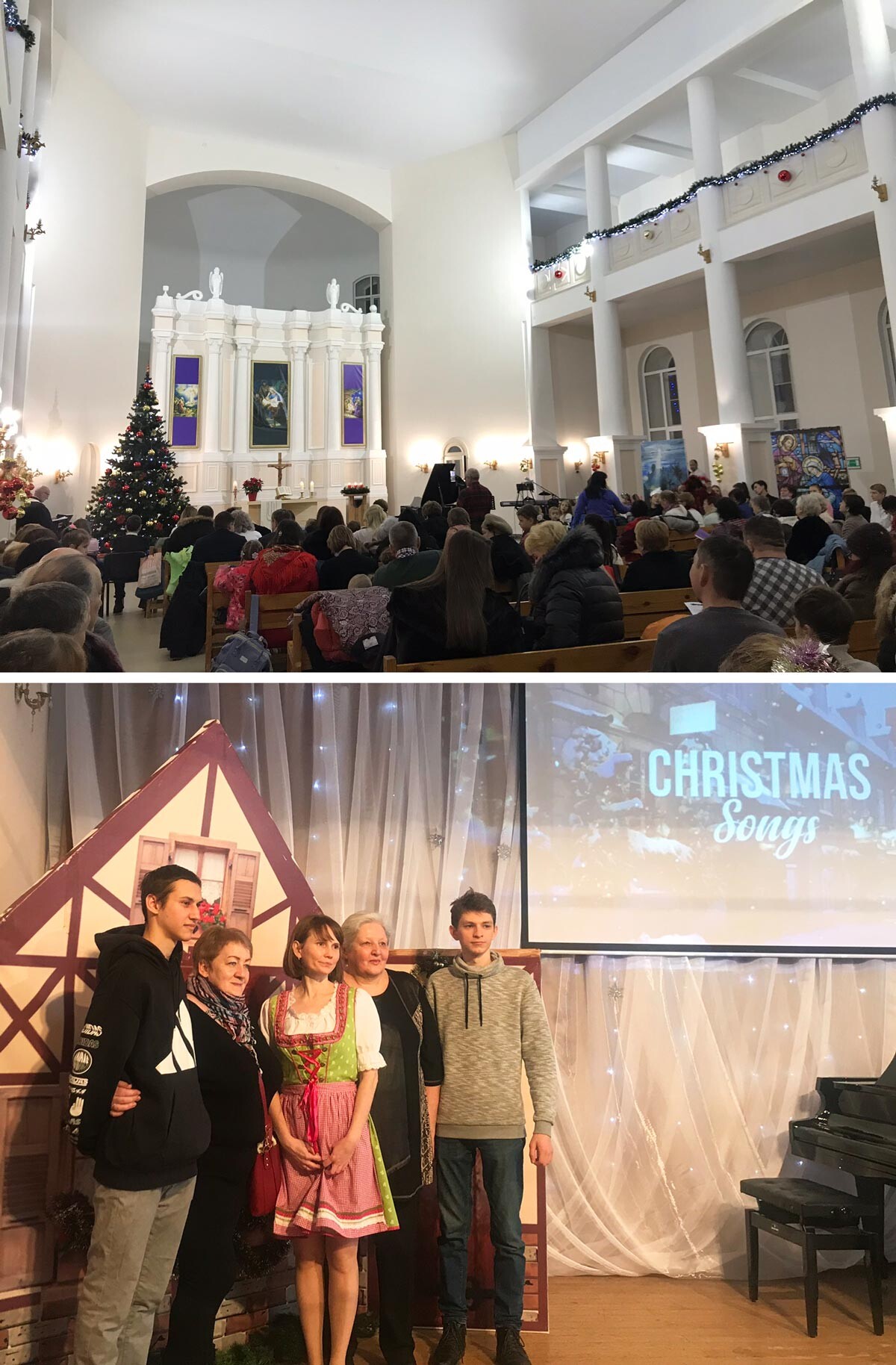 La celebrazione del Natale nella chiesa luterana di Marx e al centro russo-tedesco Engels 