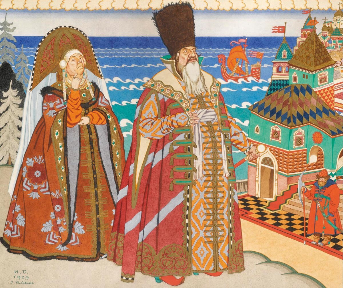 Illustration du Conte du tsar Saltan d'Alexandre Pouchkine par Ivan Bilibine