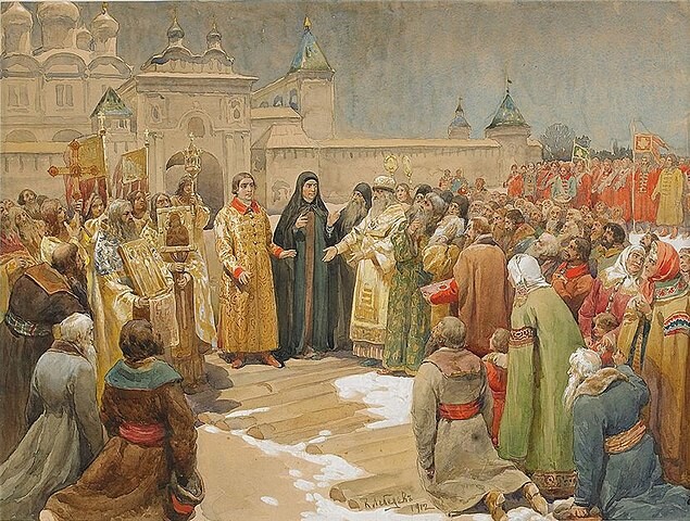 Elección de Miguel Romanov en 1613. Klavdi Lébedev