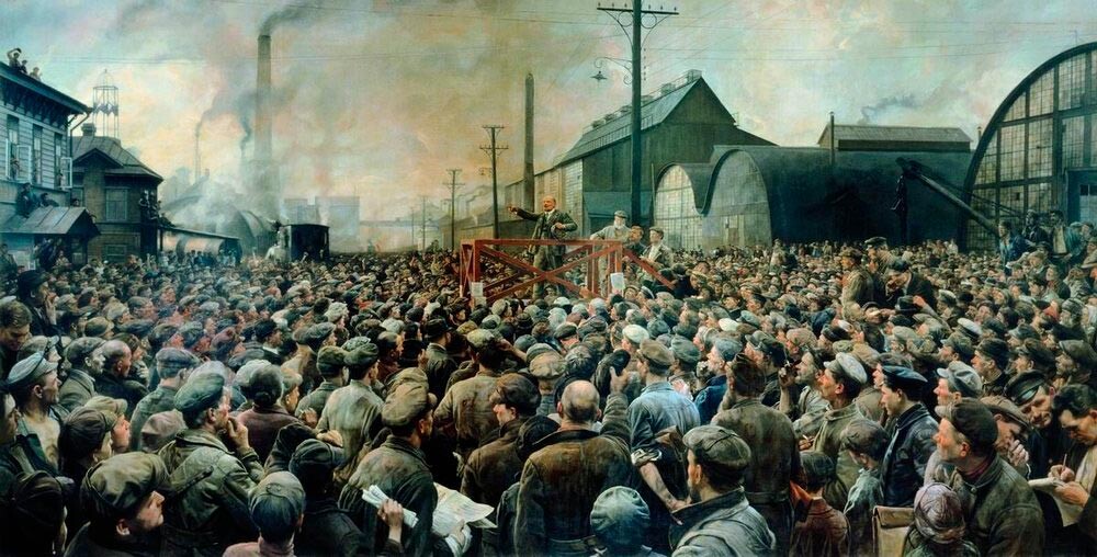 Lenin en la fábrica Putilov en mayo de 1917, 1929