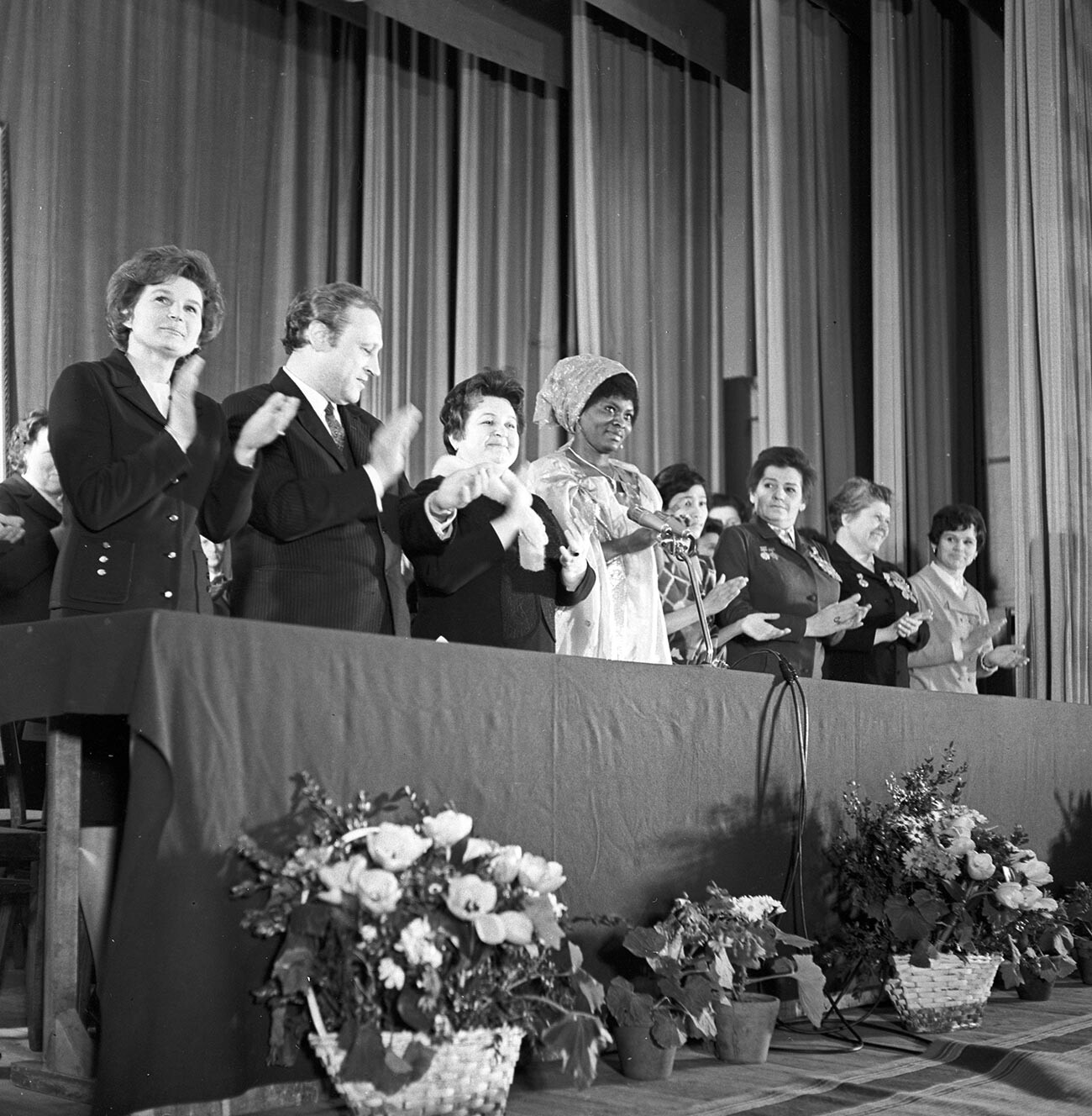 March 8 at the Peoples’ Friendship University. The Chairman of the Soviet Women Committee was cosmonaut Valentina Tereshkova.