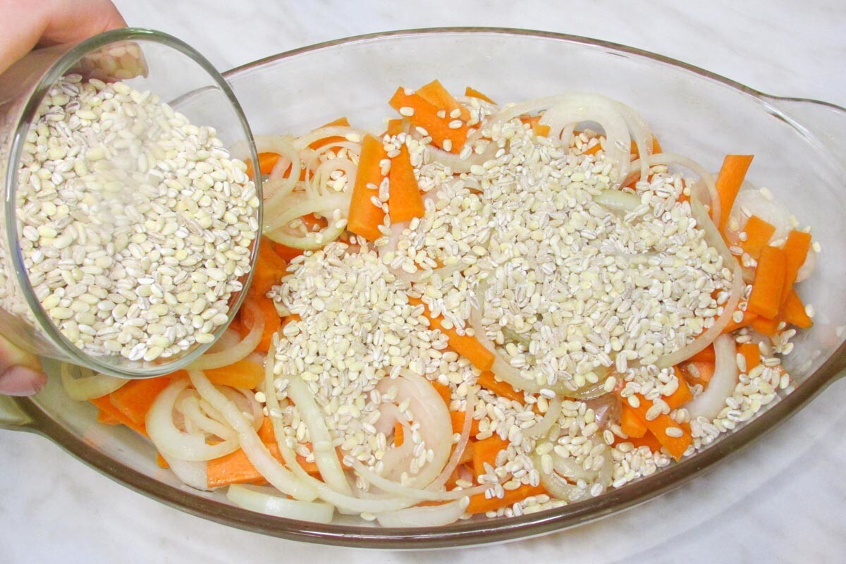 Gerstenbrei mit Pilzen