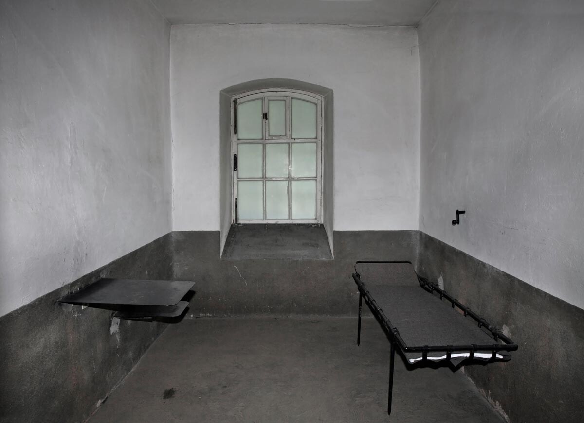 Eine Zelle in der Festung Shlisselburg.