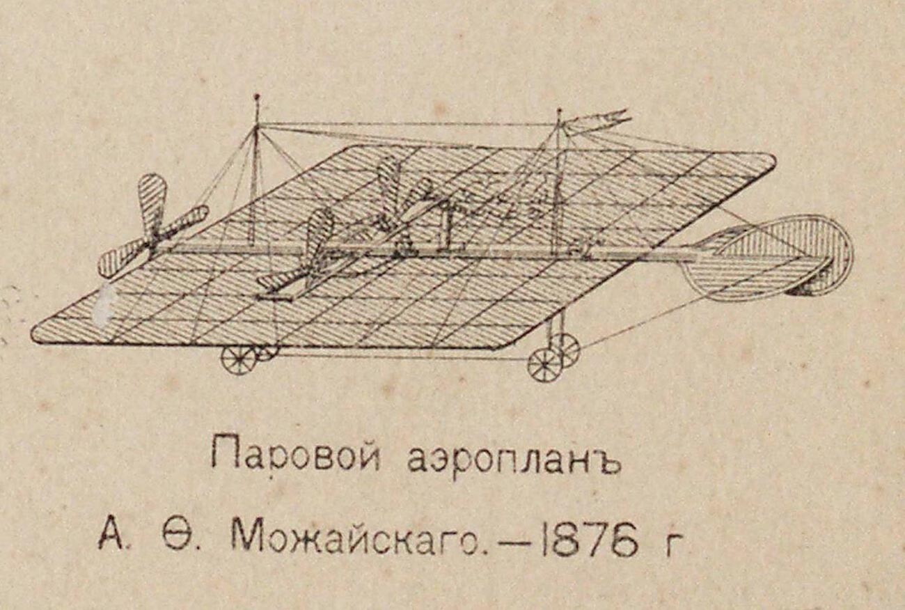 Desenho do avião de Mojaiski em ilustração no artigo de V. D. Spitsin 