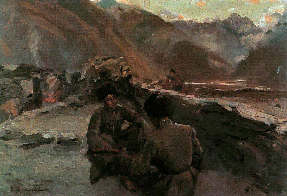 На Кавказе. Сидящие горцы, 1889 г.