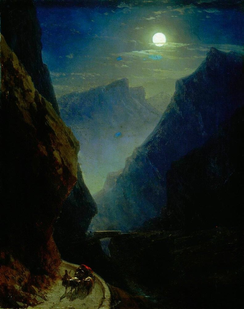 Дарьяльское ущелье в лунную ночь, 1868 г.